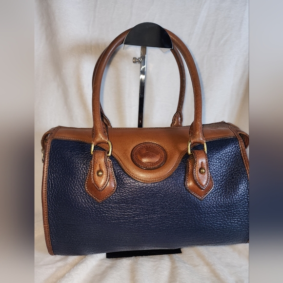 Dooney & Bourke Handbags - Vintage Dooney & Bourke Tan and Navy Leather satchel